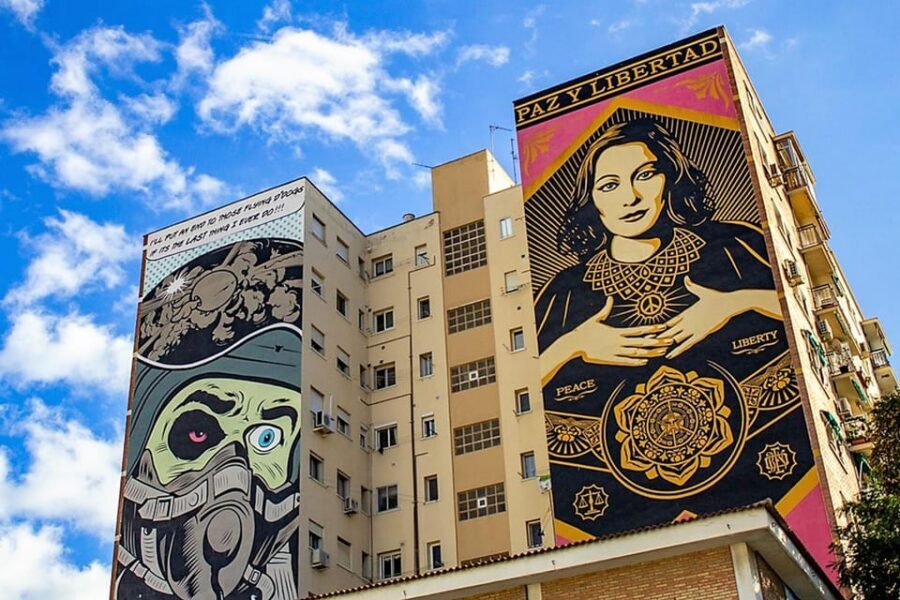 Málaga: Street Art Tour in the Soho District - International murals by Obey, DFace, BoaMistura, Roa, and Dal East